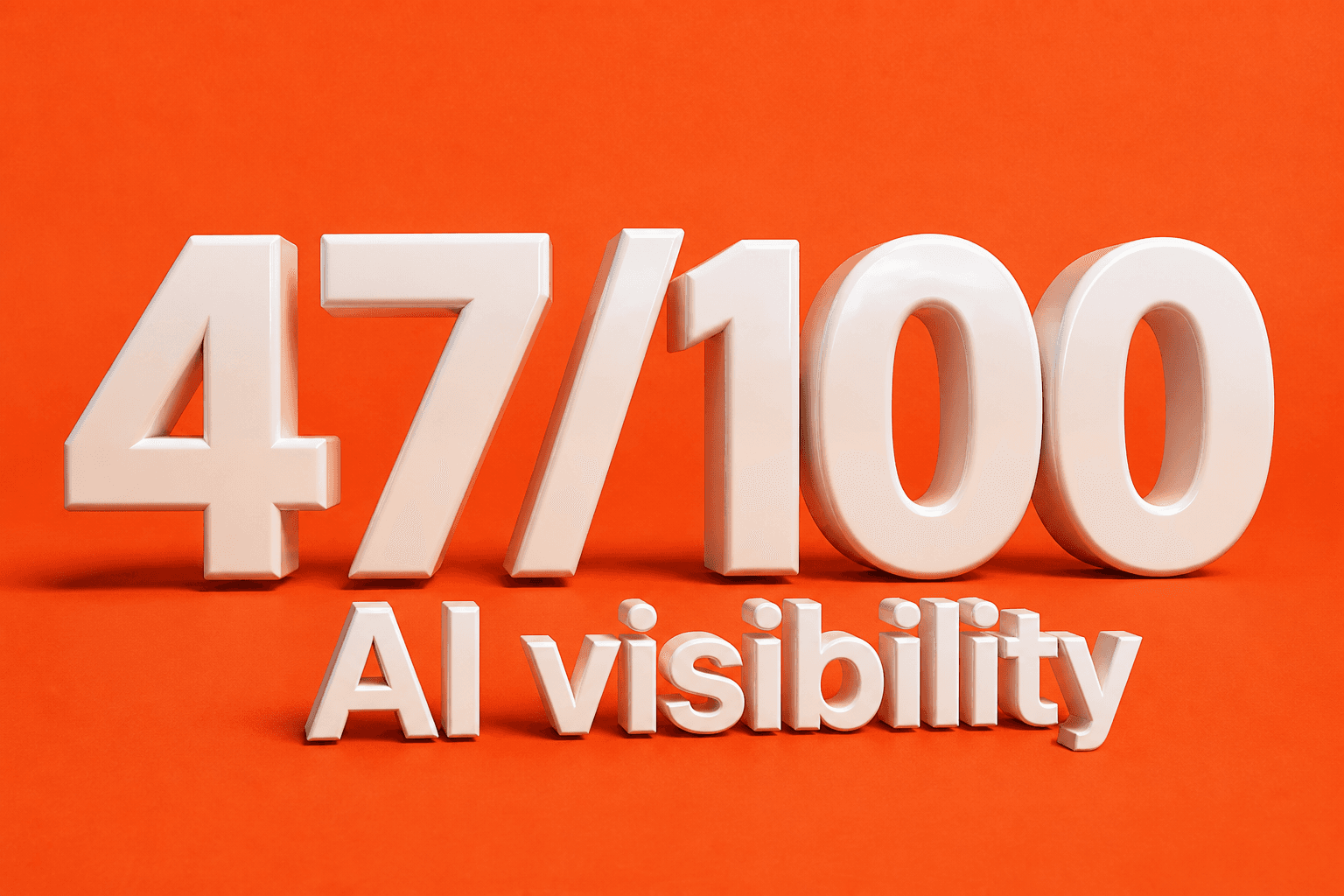 3D type showing an AI visibility score on an orange field